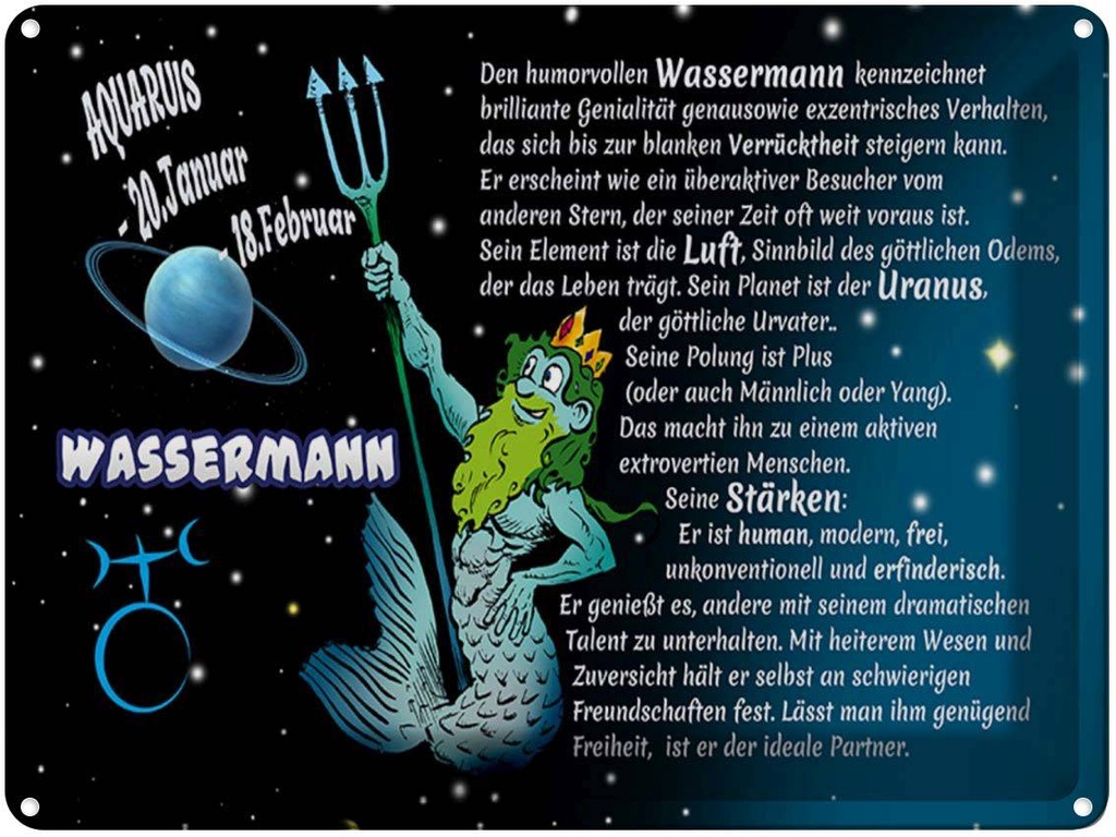 [LA-1789499] Blechschild 30x40 cm Sternzeichen Wassermann Astrologie