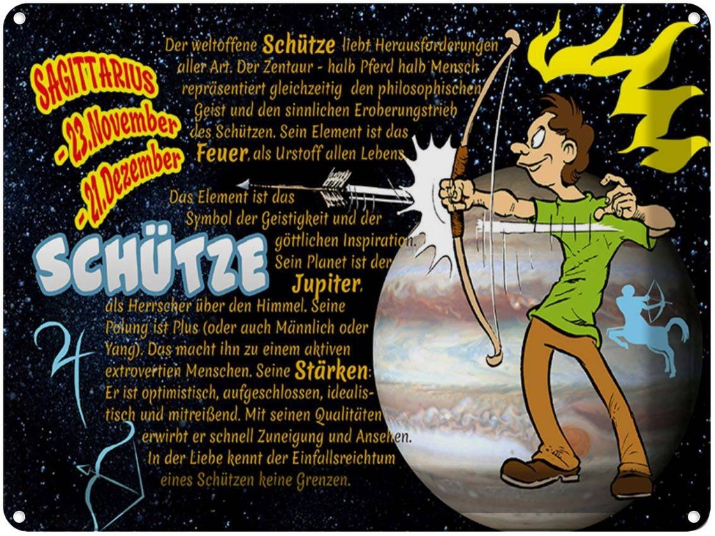 [LA-1789501] Blechschild 30x40 cm Sternzeichen Schütze Planet Jupiter Astrologie
