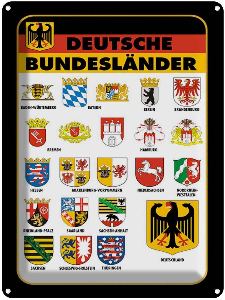 Blechschild 40x30 cm Bundesländer Deutschland Wappen