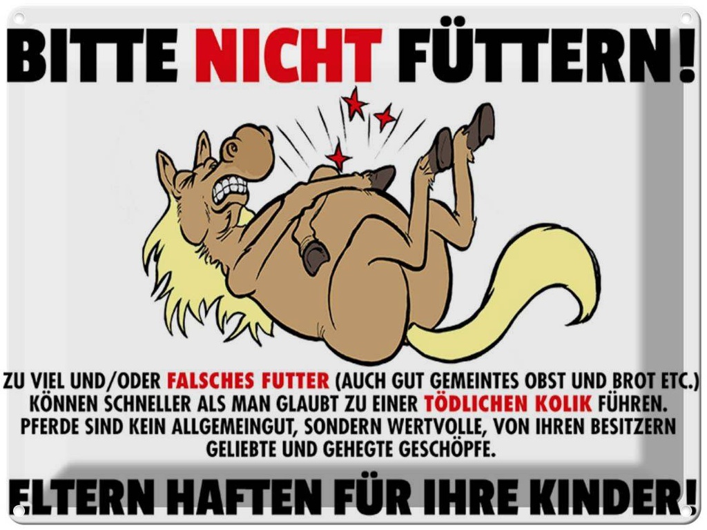 [LA-1789575] Blechschild 30x40 cm Pferd bitte nicht füttern Eltern haften Warnschild Hinweisschild Sicherheit Vorsicht