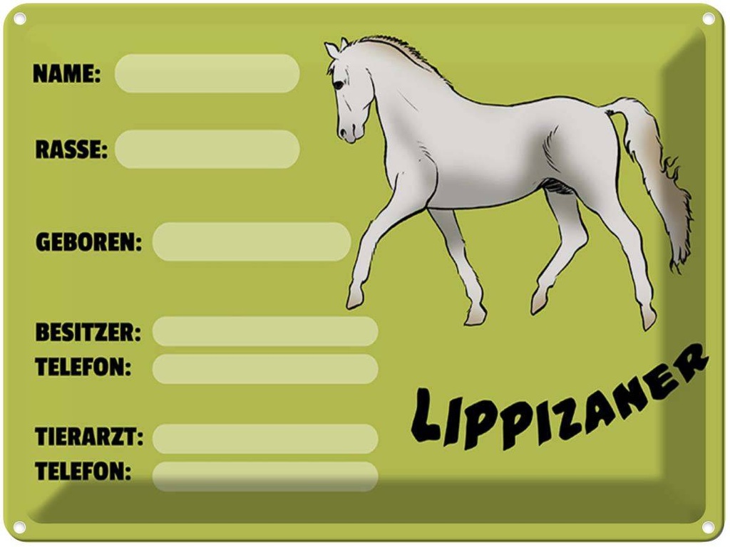 [LA-1789590] Blechschild 30x40 cm Pferd Lippizaner Angaben Name Besitzer