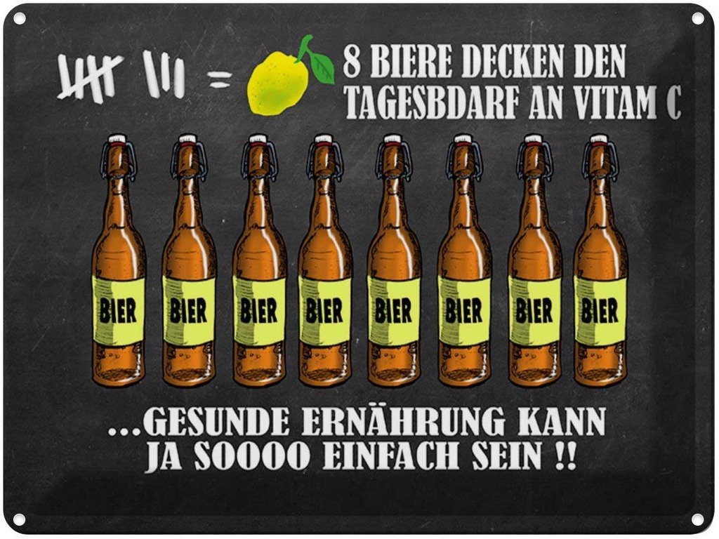 [LA-1789622] Blechschild 30x40 cm 8 Biere Tagesbedarf Vitamin C Spruch Zitat