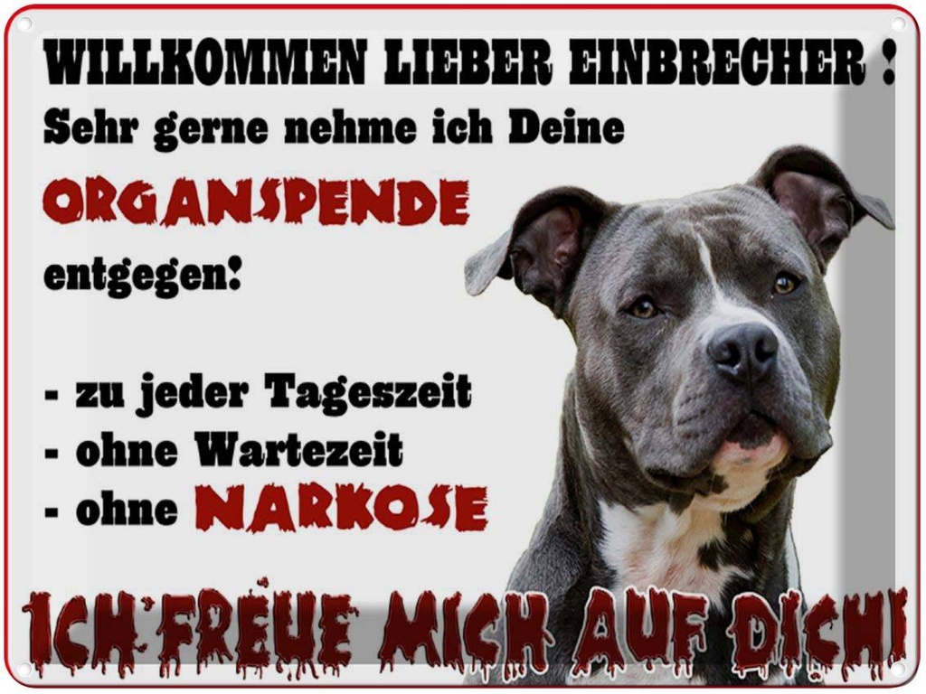 [LA-1789627] Blechschild 30x40 cm Hund Willkommen Einbrecher
