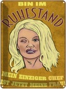 Blechschild 40x30 cm Pinup bin Ruhestand Chef ist meine Frau Spruch Zitat