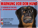 Blechschild 30x40 cm Warnung vor Hund Multi Sprachen