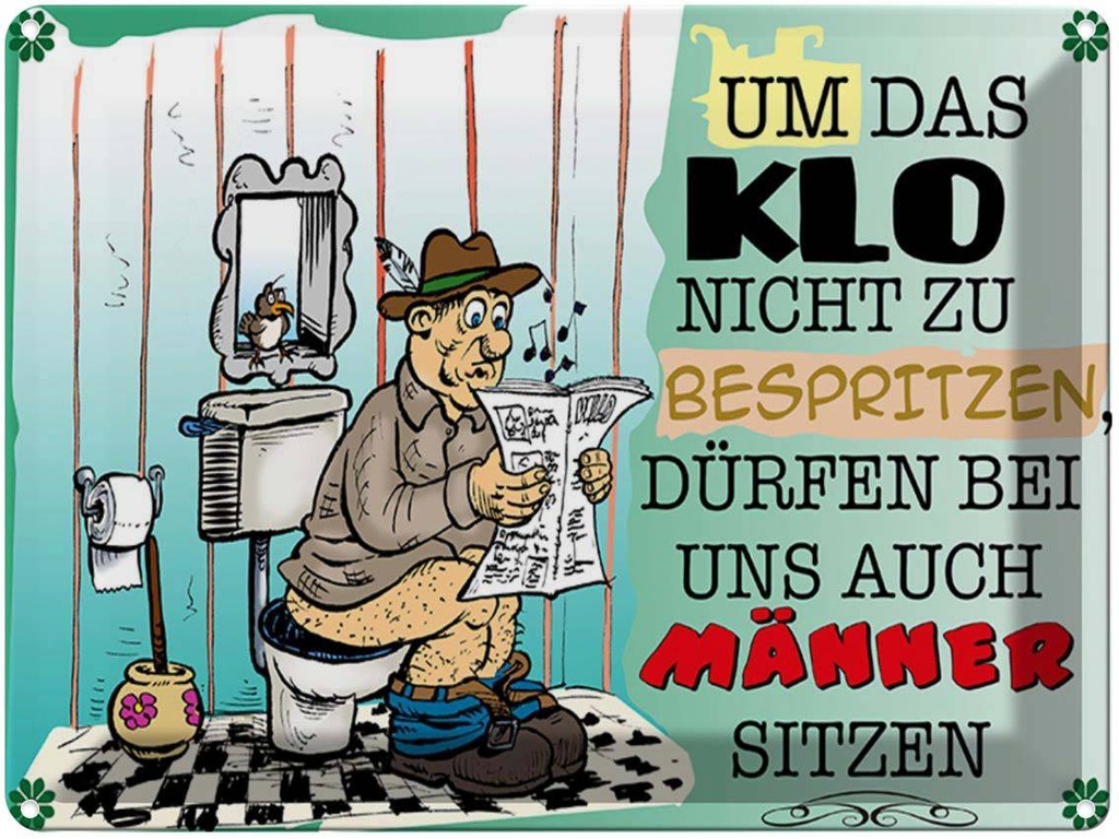 [LA-1789644] Blechschild 30x40 cm um Klo nicht bespritzen Männer Spruch Zitat
