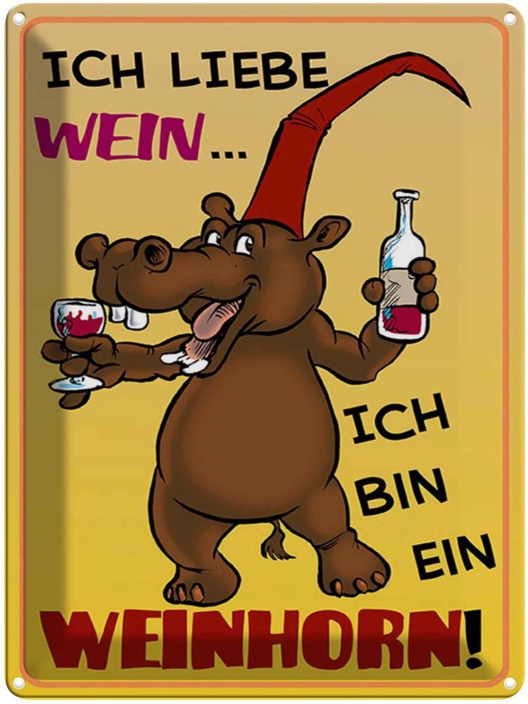 [LA-1789650] Blechschild 40x30 cm liebe Wein bin ein Weinhorn