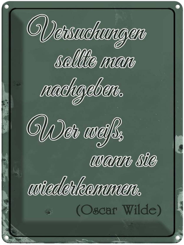 [LA-1789658] Blechschild 40x30 cm Versuchungen soll man nachgeben Spruch Zitat