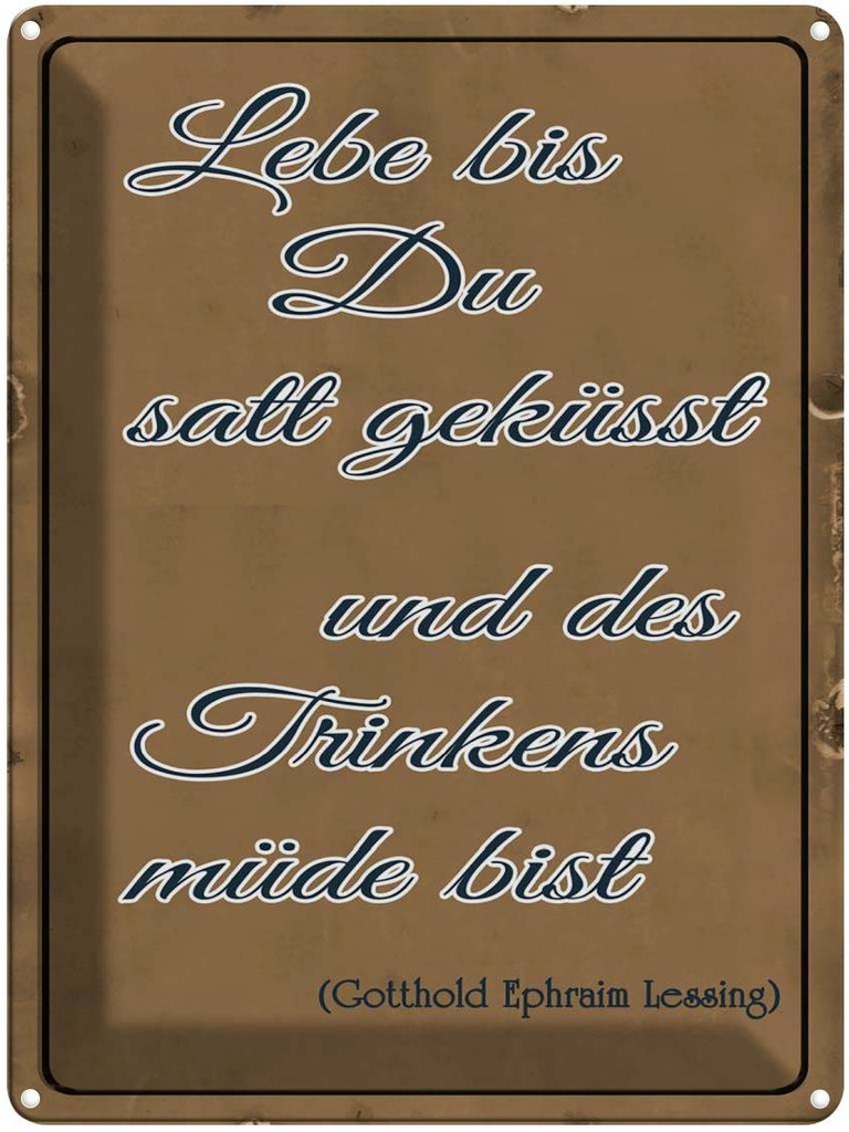 [LA-1789659] Blechschild 40x30 cm lebe bis Du satt geküsst Trinken Spruch Zitat