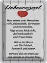 Blechschild 40x30 cm Liebesrezept nehme 2 Menschen Liebe