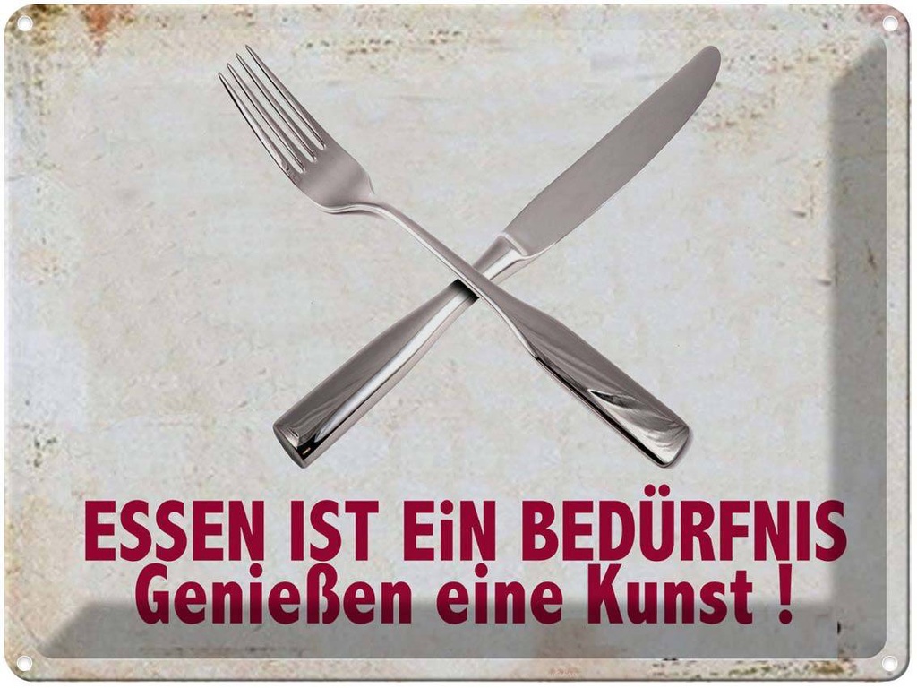 [LA-1789673] Blechschild 30x40 cm Essen ist ein Bedürfnis Spruch Zitat