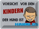 Blechschild 30x40 cm Vorsicht vor Kinder Hund harmlos Spruch Zitat