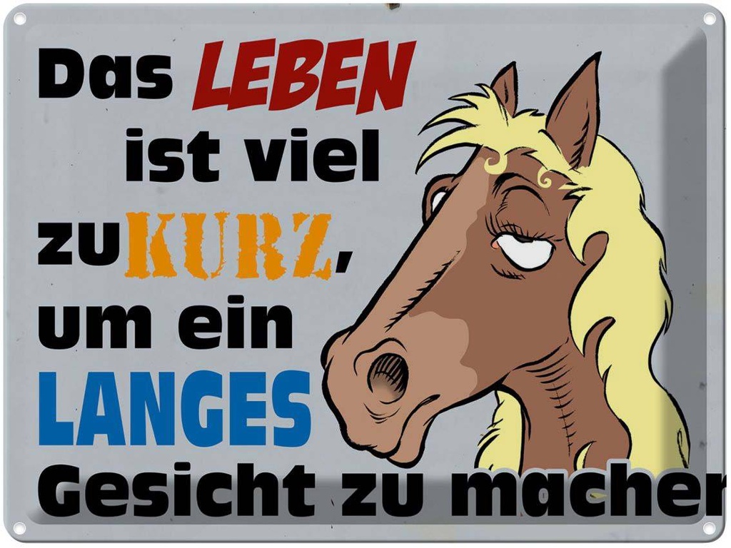 [LA-1789682] Blechschild 30x40 cm das Leben ist zu kurz um Pferd Spruch Zitat