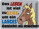 Blechschild 30x40 cm das Leben ist zu kurz um Pferd Spruch Zitat