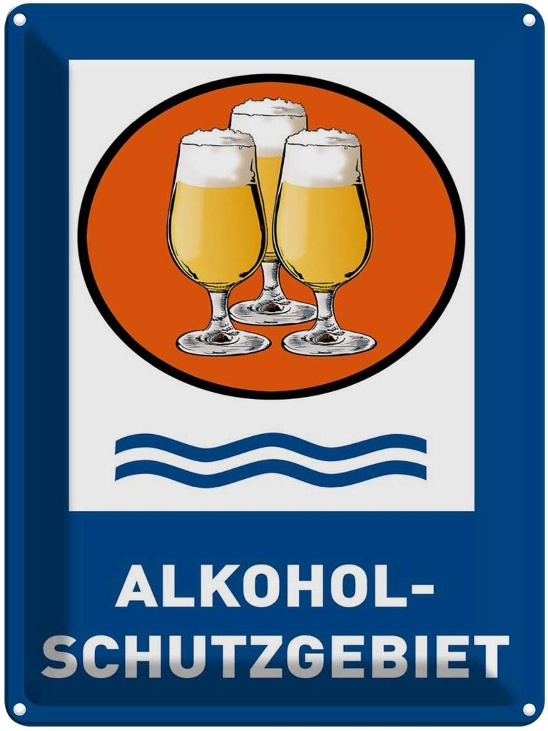 [LA-1789693] Blechschild 40x30 cm Bier Alkoholschutzgebiet Biergläser Bar Club Alkohol