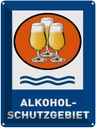 Blechschild 40x30 cm Bier Alkoholschutzgebiet Biergläser Bar Club Alkohol