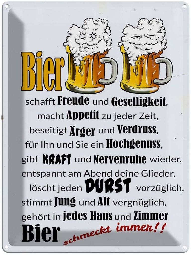 [LA-1789696] Blechschild 40x30 cm Bier schmeckt immer Freude Spruch Zitat