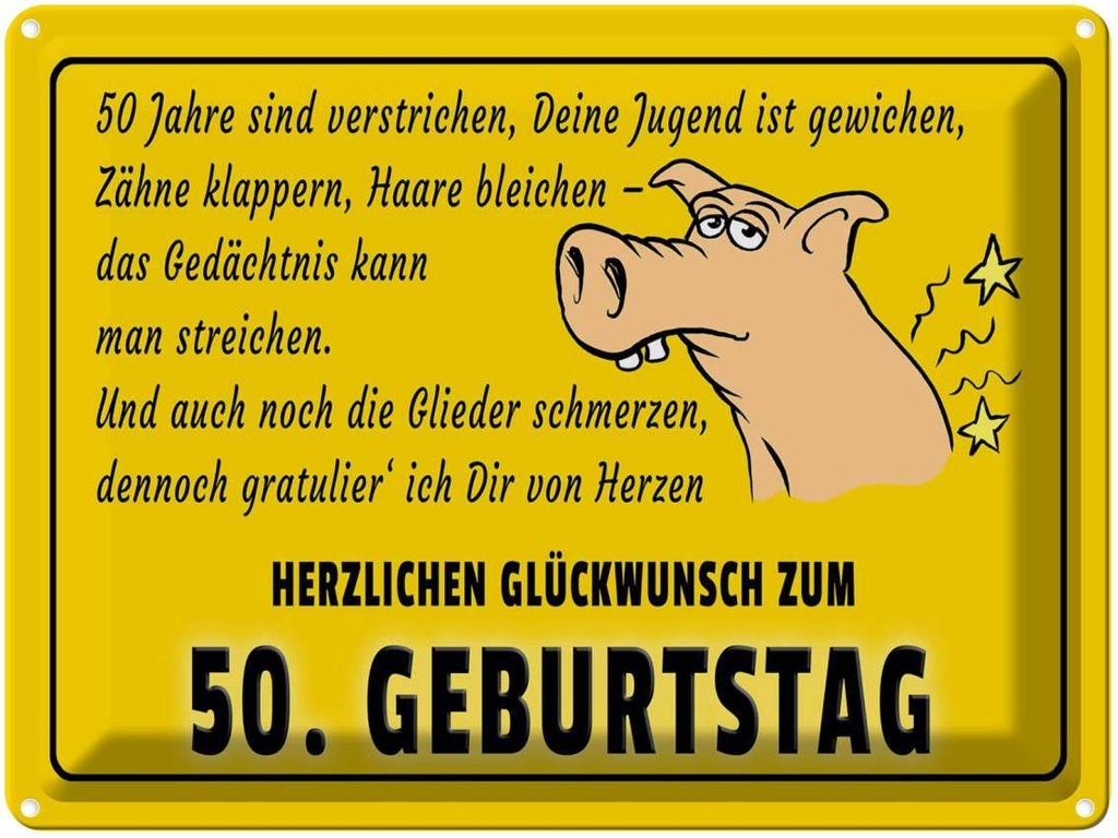 [LA-1789708] Blechschild 30x40 cm Glückwunsch zum 50.Geburtstag Spruch Zitat