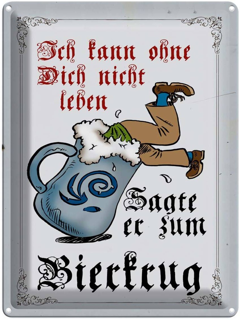 [LA-1789713] Blechschild 40x30 cm Bier kann nicht ohne dich leben Spruch Zitat