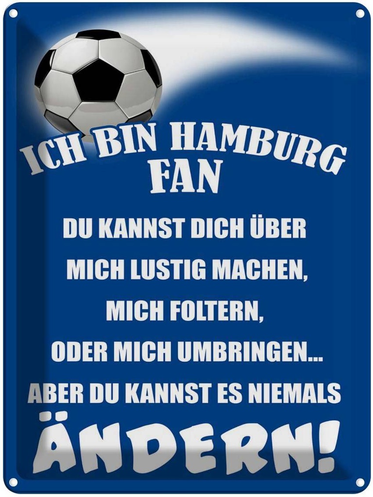 [LA-1789731] Blechschild 40x30 cm ich bin Hamburg Fan Fussball Sport Hobby