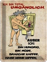 Blechschild 40x30 cm bin total umgänglich außer Spruch Zitat