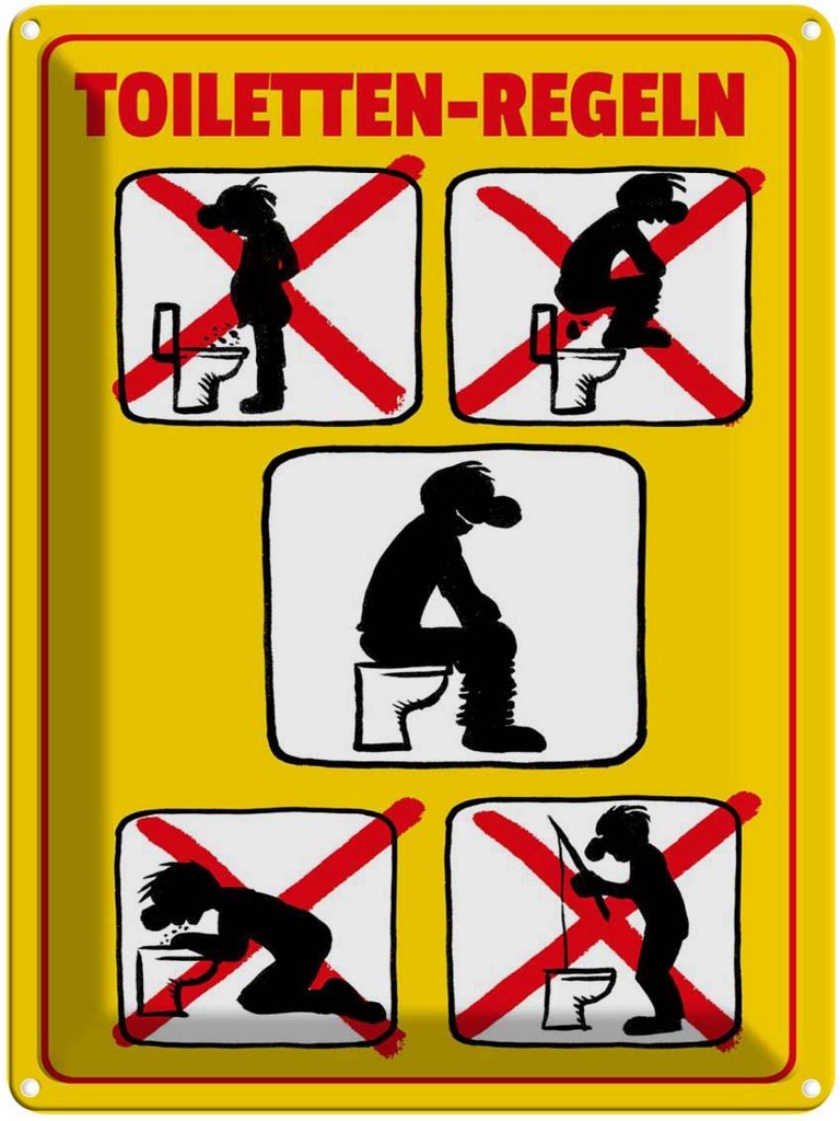[LA-1789754] Blechschild 40x30 cm Toiletten Regeln Spruch Zitat