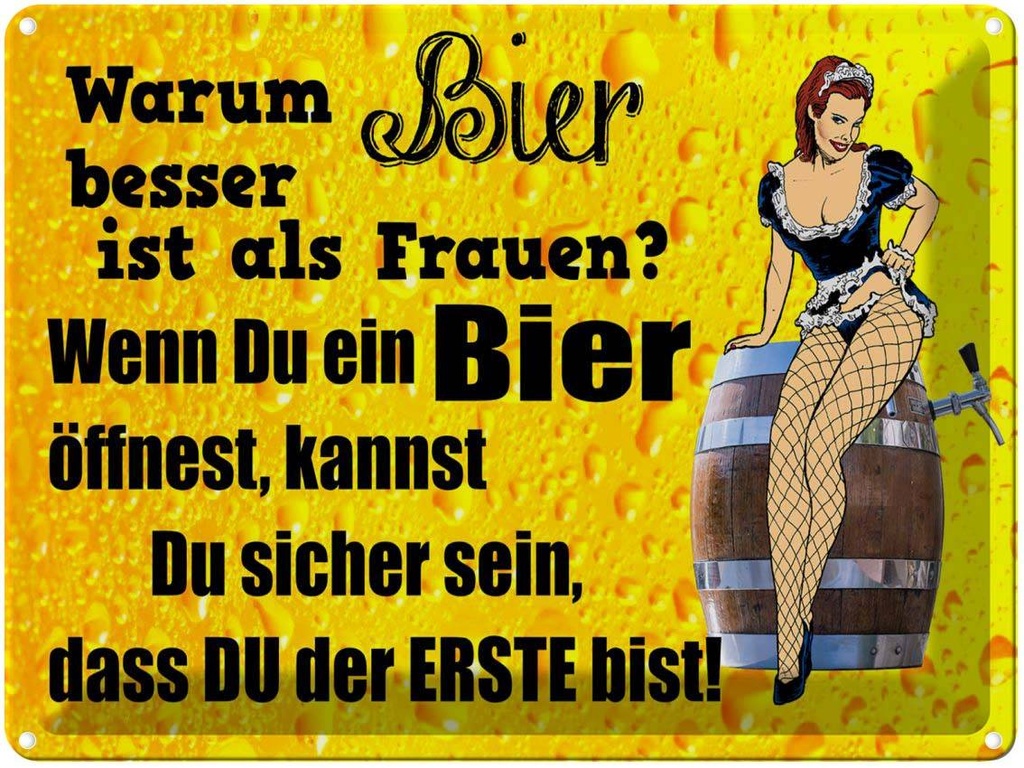 [LA-1789758] Blechschild 30x40 cm Pinup Warum Bier besser ist als Frauen Spruch Zitat
