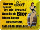 Blechschild 30x40 cm Pinup Warum Bier besser ist als Frauen Spruch Zitat