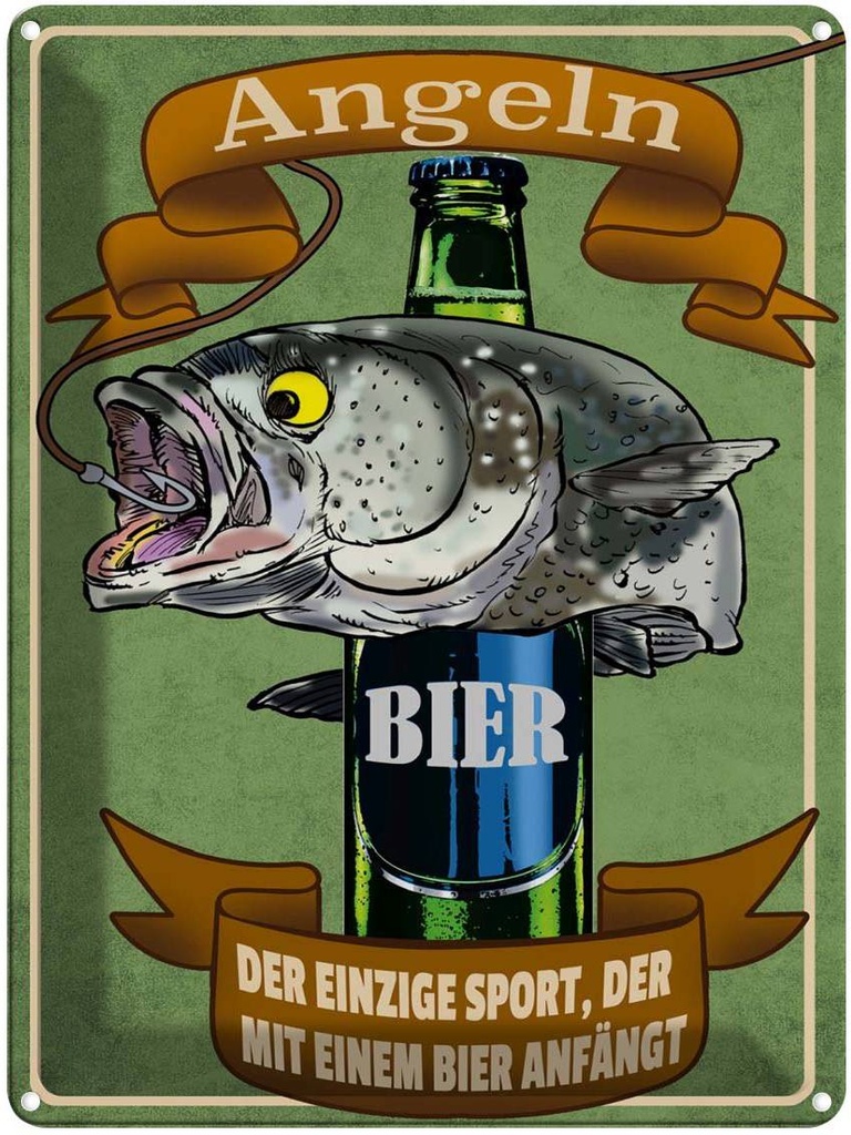 [LA-1789773] Blechschild 40x30 cm Angeln Bier der einzige Sport Spruch Zitat