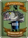 Blechschild 40x30 cm Angeln Bier der einzige Sport Spruch Zitat