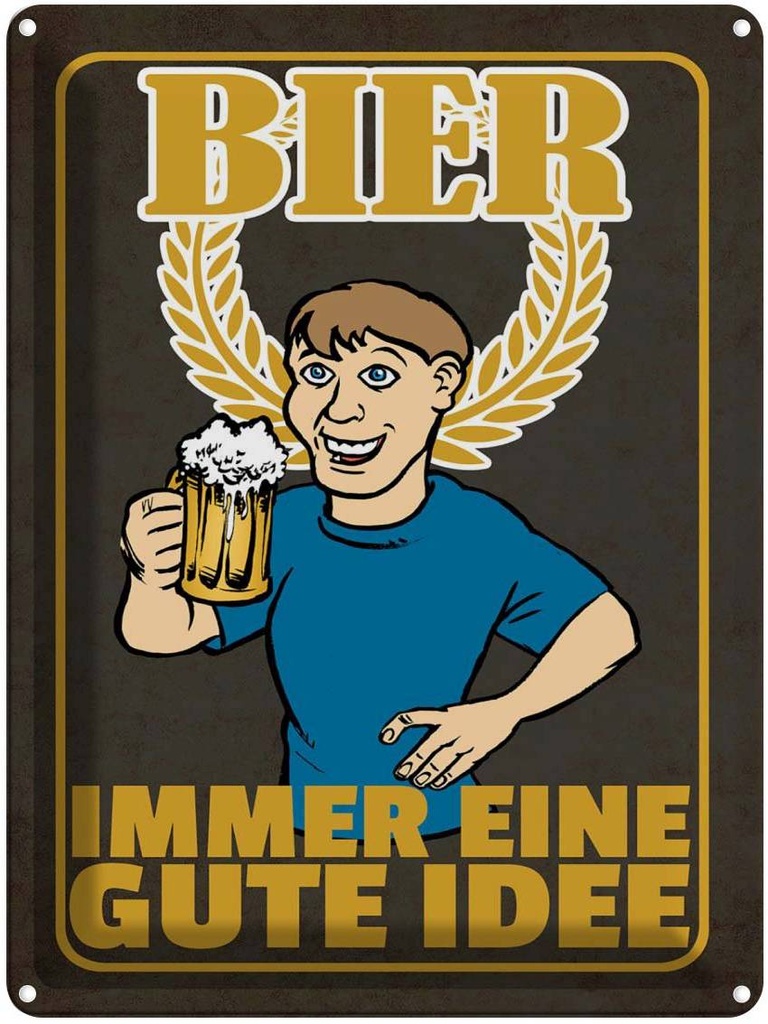 [LA-1789791] Blechschild 40x30 cm Bier immer eine gute Idee Spruch Zitat