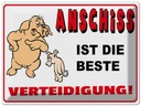 Blechschild 30x40 cm Anschiss ist beste Verteidigung Spruch Zitat