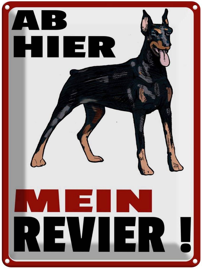 [LA-1789818] Blechschild 40x30 cm ab hier mein Revier Hund Spruch Zitat