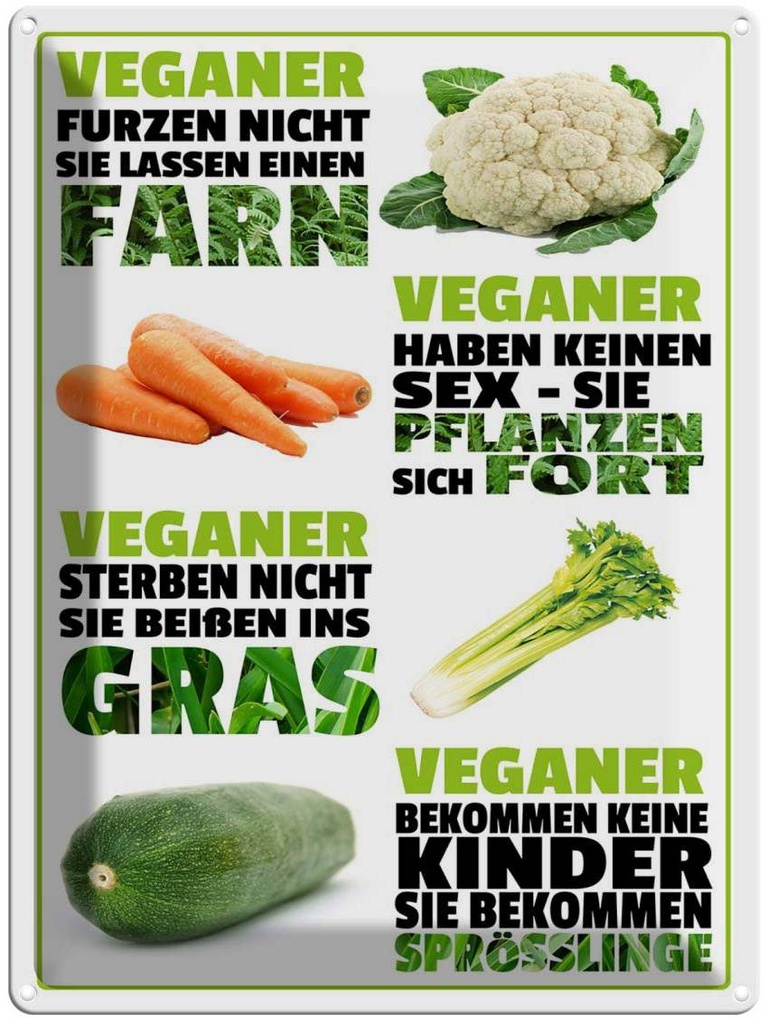 [LA-1789821] Blechschild 40x30 cm Veganer furzen nicht sterben Spruch Zitat