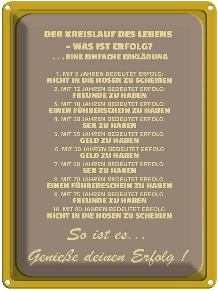 [LA-1789823] Blechschild 40x30 cm Kreislauf des Lebens was Erfolg Spruch Zitat