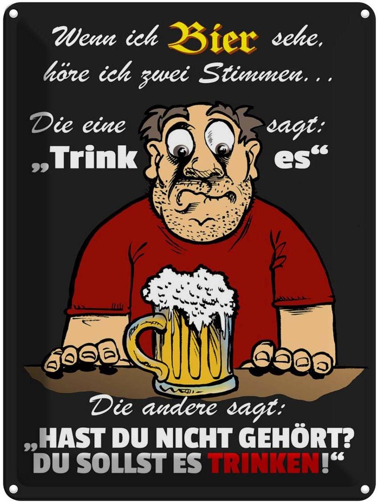 [LA-1789824] Blechschild 40x30 cm wenn ich Bier sehe höre 2 Spruch Zitat