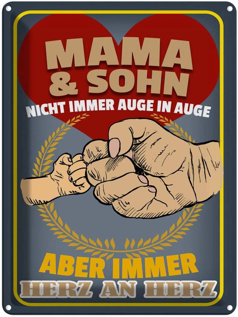 [LA-1789836] Blechschild 40x30 cm Mama und Sohn immer Herz an Spruch Zitat