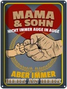 Blechschild 40x30 cm Mama und Sohn immer Herz an Spruch Zitat