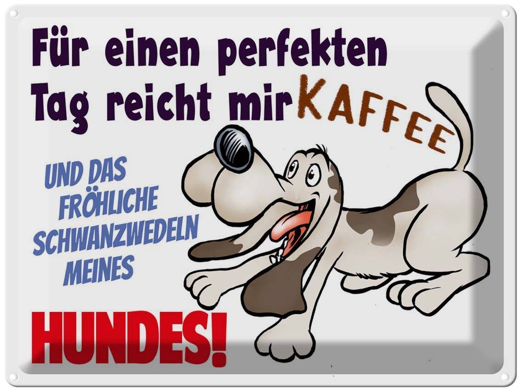 [LA-1789859] Blechschild 30x40 cm einen perfekten Tag Hund Kaffee
