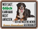 Blechschild 30x40 cm wer sagt Glück Berner Sennenhund Spruch Zitat