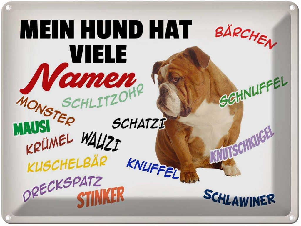 [LA-1789871] Blechschild 30x40 cm mein Hund hat viele Namen