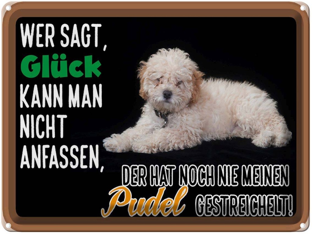 [LA-1789886] Blechschild 30x40 cm Glück nicht anfassen Pudel Hund