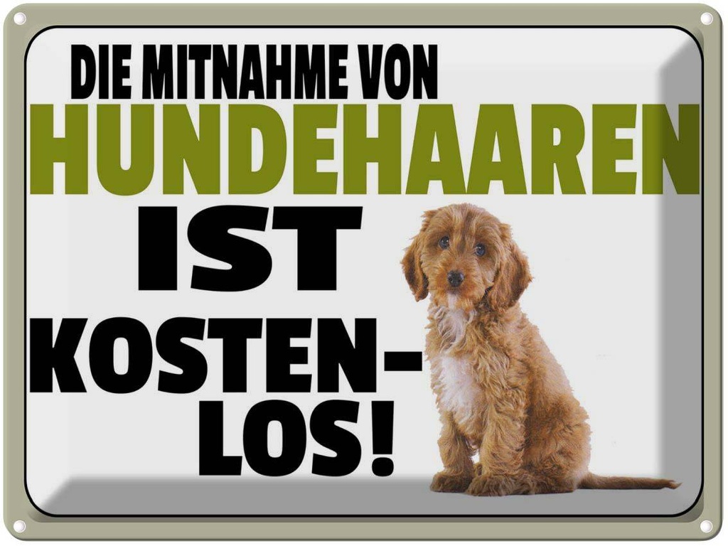 [LA-1789891] Blechschild 30x40 cm Mitnahme Hundehaaren kostenlos Hund
