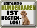 Blechschild 30x40 cm Mitnahme Hundehaaren kostenlos Hund