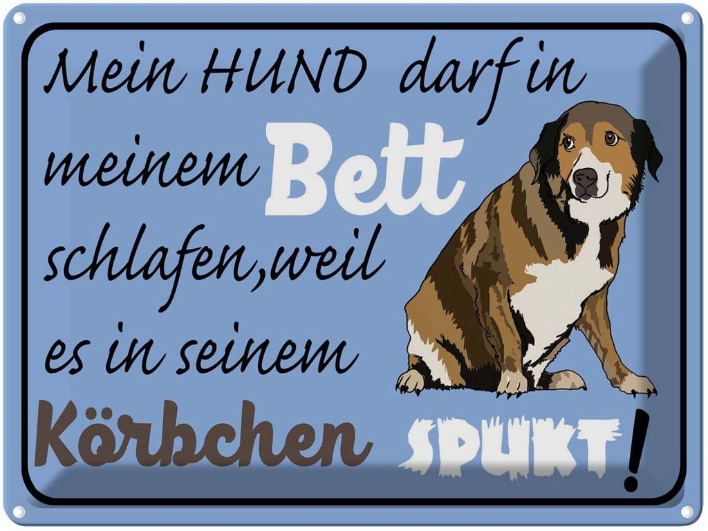 [LA-1789893] Blechschild 30x40 cm mein Hund darf im Bett schlafen