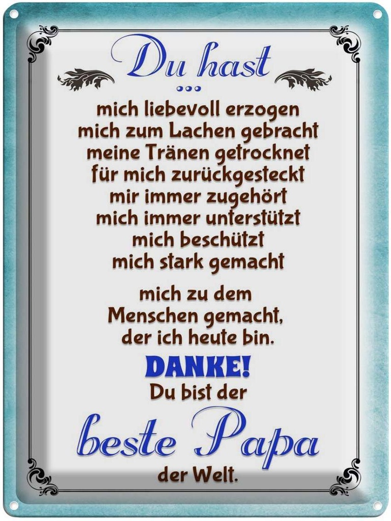 [LA-1789899] Blechschild 40x30 cm Danke du bis der Beste Papa Spruch Zitat