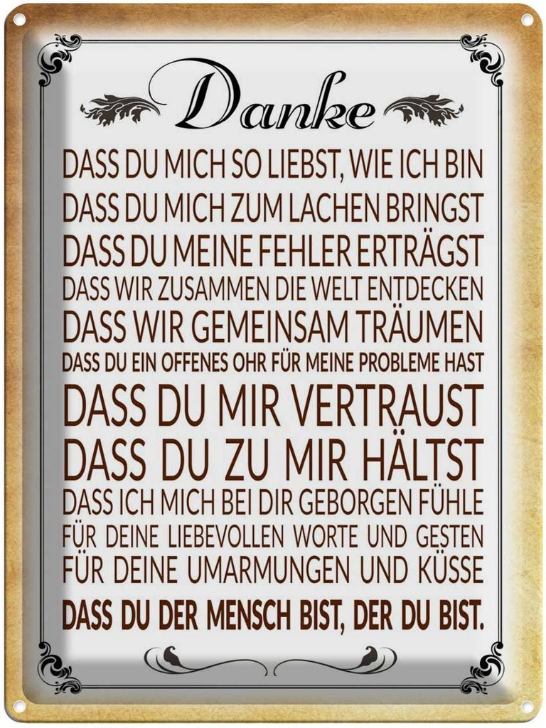 [LA-1789900] Blechschild 40x30 cm Danke dass du bist der Spruch Zitat