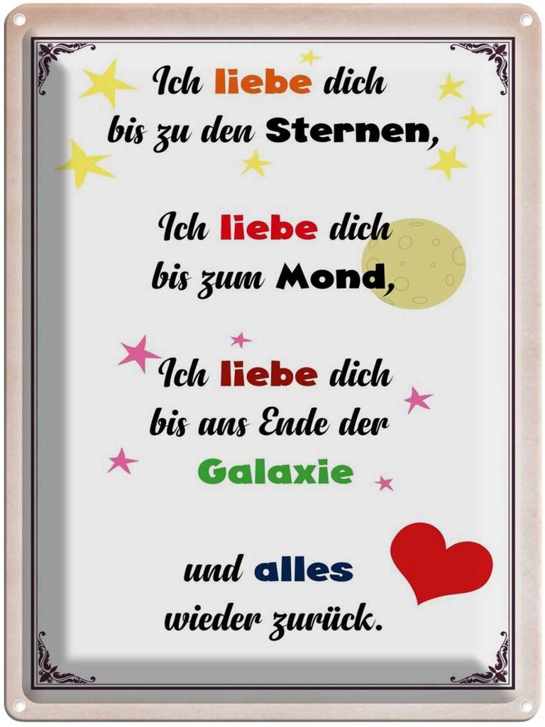 [LA-1789905] Blechschild 40x30 cm ich Liebe dich bis zu den Sternen