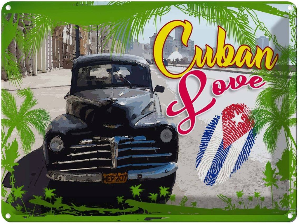 Blechschild 30x40 cm Cuban Love Auto Fingerabdruck