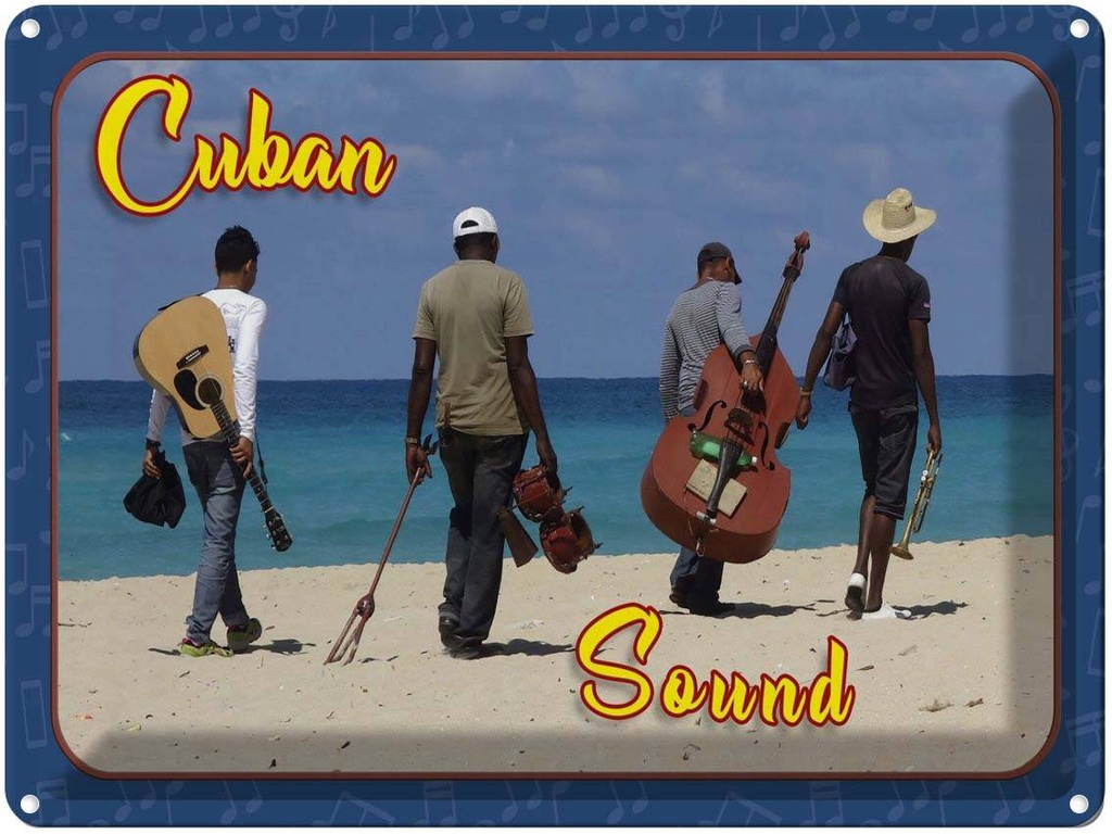 Blechschild 30x40 cm Cuba Cuban Sound Band am Strand